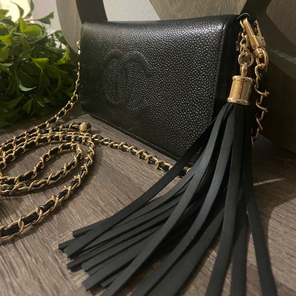 ⚜️💋Chanel Timeless WOC Pearl Crush Crossbody Chain Black / Gold Tone - Picture 2 of 15